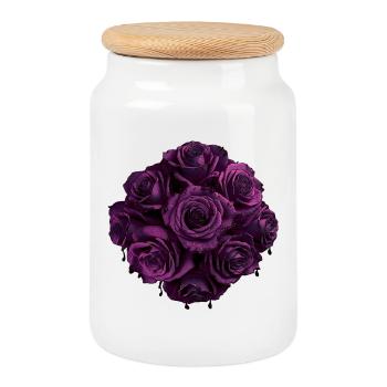 tropfende rosenblüten version 2, geschenkidee Frau - Keksdose mit Holzdeckel - Weiß - Vorne