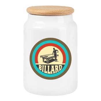Billard Vintage Design - Keksdose mit Holzdeckel - Weiß - Vorne