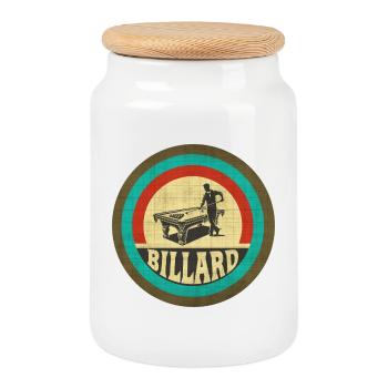 Billard Vintage Design - Keksdose mit Holzdeckel - Weiß - Vorne
