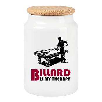 Billard ist meine Therapie - Keksdose mit Holzdeckel - Weiß - Vorne