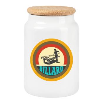 Billard Vintage Design - Keksdose mit Holzdeckel - Weiß - Vorne