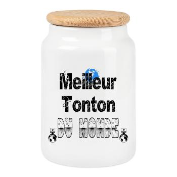 Meilleur Tonton du Monde - Boîte à biscuits avec couvercle en bois - blanc - Devant