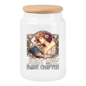 Chapitre Livre Livres Belle Femme Lecture Cadeau - Boîte à biscuits avec couvercle en bois - blanc - Devant