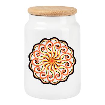 Mandala - Boîte à biscuits avec couvercle en bois - blanc - Devant