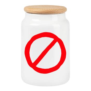 Signe de la prohibition style bande dessinée - Boîte à biscuits avec couvercle en bois - blanc - Devant