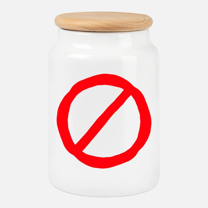 Prohibition sign comic style - Cookie Jar with Wooden Lid - white
