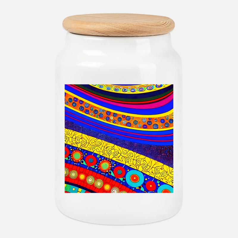 bunter abstrakter Poster-Design-Hintergrund - Keksdose mit Holzdeckel - Weiß