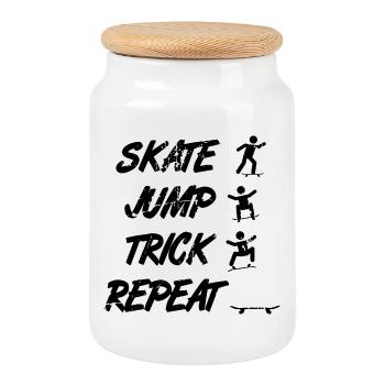 Skateboarder Motivation - Cookie Jar with Wooden Lid - white - Front