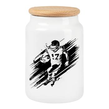 Graffiti de joueur de football - Boîte à biscuits avec couvercle en bois - blanc - Devant