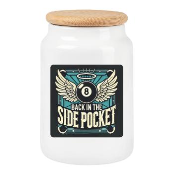 Design de billard - Boîte à biscuits avec couvercle en bois - blanc - Devant