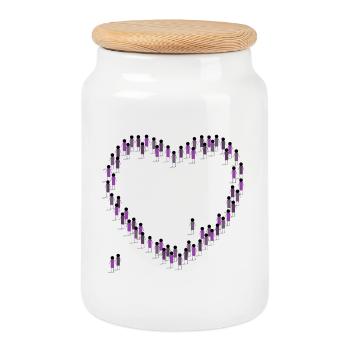 Crowd Heart Cohesion Community Purple - Cookie Jar with Wooden Lid - white - Front