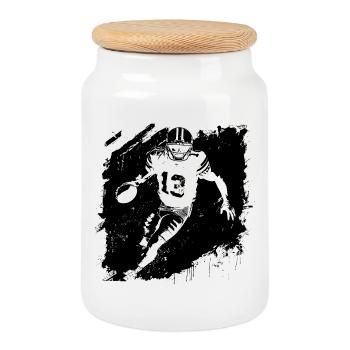 American Footballer - Cookie Jar with Wooden Lid - white - Front