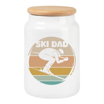 ski dad funny skier retro vintage sayings - Cookie Jar with Wooden Lid - white - Front