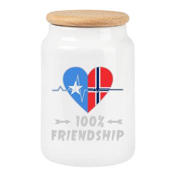 Somalia und Norwegen 100% Freundschaft - Keksdose mit Holzdeckel - Weiß - Vorne