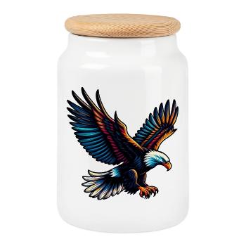 Aigle - Boîte à biscuits avec couvercle en bois - blanc - Devant