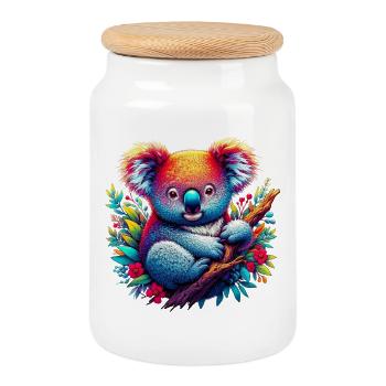 Koala - Boîte à biscuits avec couvercle en bois - blanc - Devant