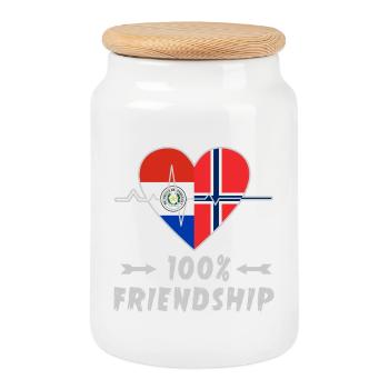 Paraguay und Norwegen 100% Freundschaft - Keksdose mit Holzdeckel - Weiß - Vorne