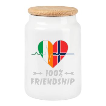 Irland und Norwegen 100% Freundschaft - Keksdose mit Holzdeckel - Weiß - Vorne
