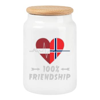 100 % amitié entre la Lettonie et la Norvège - Boîte à biscuits avec couvercle en bois - blanc - Devant