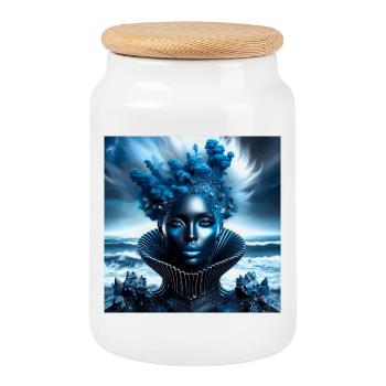 Venus - Cookie Jar with Wooden Lid - white - Front