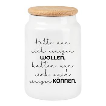 EINIGUNG WOLLEN - VETRAUEN KÖNNEN - Keksdose mit Holzdeckel - Weiß - Vorne