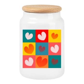HEART. NOEL. CHRISTMAS. HEARTS. HEART. FATHER's DAY - Cookie Jar with Wooden Lid - white - Front
