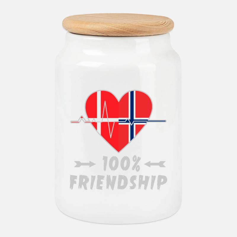Dänemark und Norwegen 100% Freundschaft - Keksdose mit Holzdeckel - Weiß