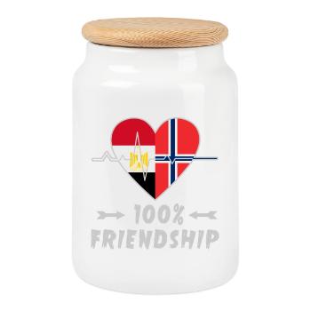 Ägypten und Norwegen 100% Freundschaft - Keksdose mit Holzdeckel - Weiß - Vorne