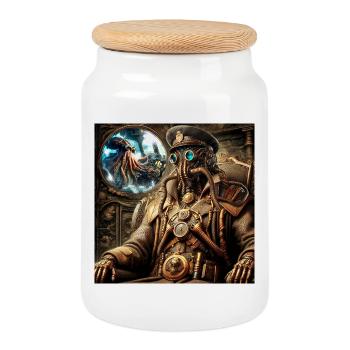 Capitaine Nemo Steampunk - Boîte à biscuits avec couvercle en bois - blanc - Devant