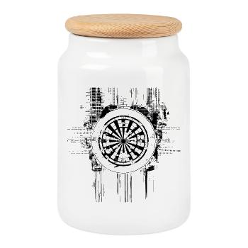 Cible - Boîte à biscuits avec couvercle en bois - blanc - Devant