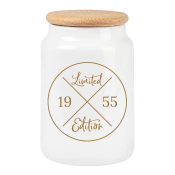 Edition limitée 1955 - Boîte à biscuits avec couvercle en bois - blanc - Devant