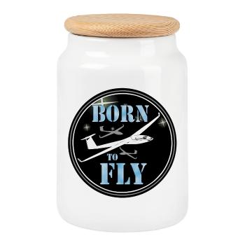 Né pour voler - Boîte à biscuits avec couvercle en bois - blanc - Devant