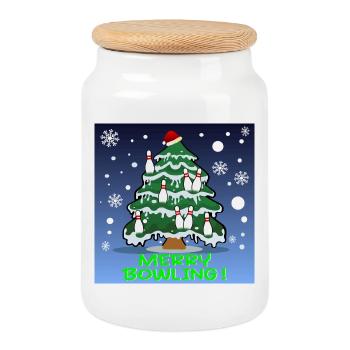 BOWLING DE L’ARBRE DE NOËL - Boîte à biscuits avec couvercle en bois - blanc - Devant
