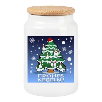 WEIHNACHTEN KEGEL VEREIN - Keksdose mit Holzdeckel - Weiß - Vorne