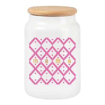 SCHRIFTZUG MAMA HERZEN - Keksdose mit Holzdeckel - Weiß - Vorne