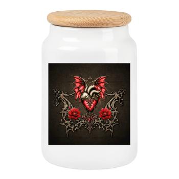 Cœur majestueux, romantisme gothique - Boîte à biscuits avec couvercle en bois - blanc - Devant