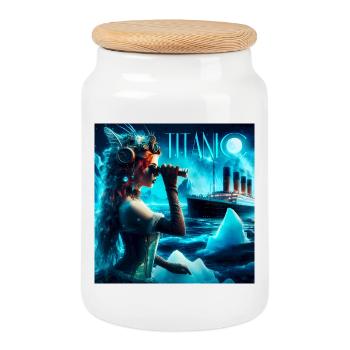 Titanic Affiche - Boîte à biscuits avec couvercle en bois - blanc - Devant