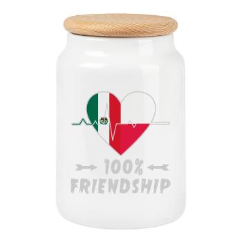 Mexiko und Polen 100% Freundschaft - Keksdose mit Holzdeckel - Weiß - Vorne