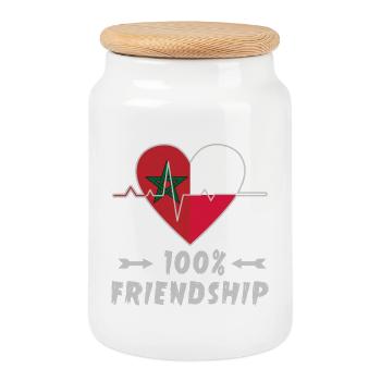 100 % amitié entre le Maroc et la Pologne - Boîte à biscuits avec couvercle en bois - blanc - Devant
