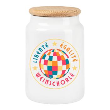Liberté Egalité Wine Spritzer - Boîte à biscuits avec couvercle en bois - blanc - Devant