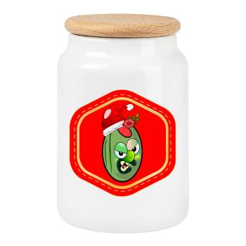 CHRISTMAS OLIVES - Cookie Jar with Wooden Lid - white - Front