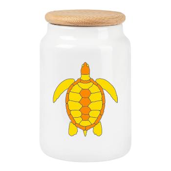 TURTLE - Cookie Jar with Wooden Lid - white - Front