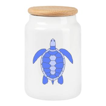 TURTLE - Cookie Jar with Wooden Lid - white - Front