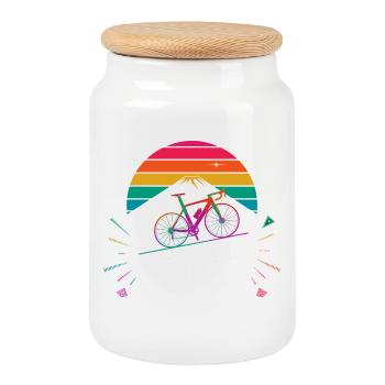 Pico del Teide – Iconic climb Tenerife - Cookie Jar with Wooden Lid - white - Front