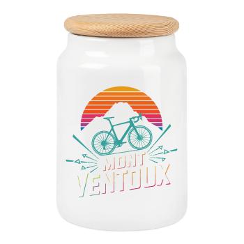 Mont Ventoux Retro Gradient Vélo de Route Art - Boîte à biscuits avec couvercle en bois - blanc - Devant