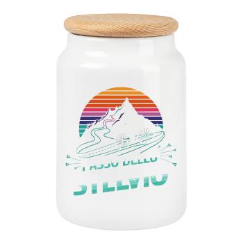 Col du Stelvio, Italie - Boîte à biscuits avec couvercle en bois - blanc - Devant