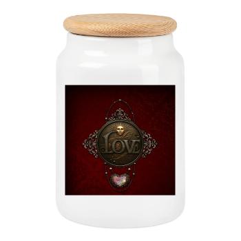 The emblem of love - Cookie Jar with Wooden Lid - white - Front