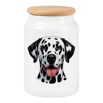 Chien dalmatien - Boîte à biscuits avec couvercle en bois - blanc - Devant
