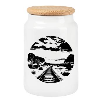 Graphique ferroviaire - Boîte à biscuits avec couvercle en bois - blanc - Devant