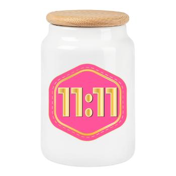 LUCKY NUMBER ELEVEN - Cookie Jar with Wooden Lid - white - Front